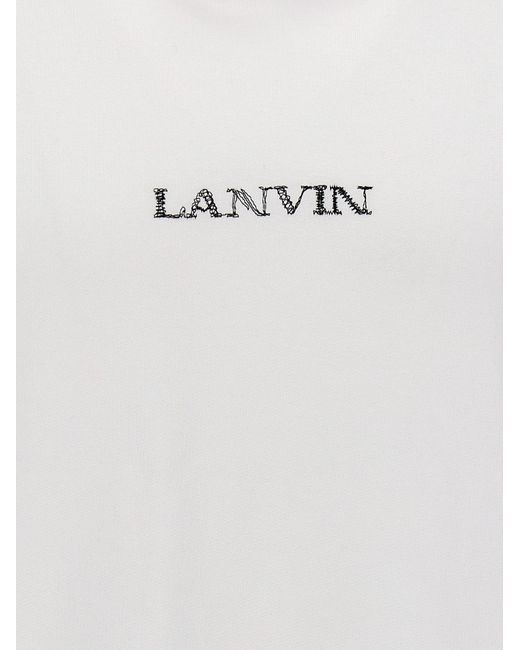 Logo Embroidery Hoodie Felpe Bianco di Lanvin in White