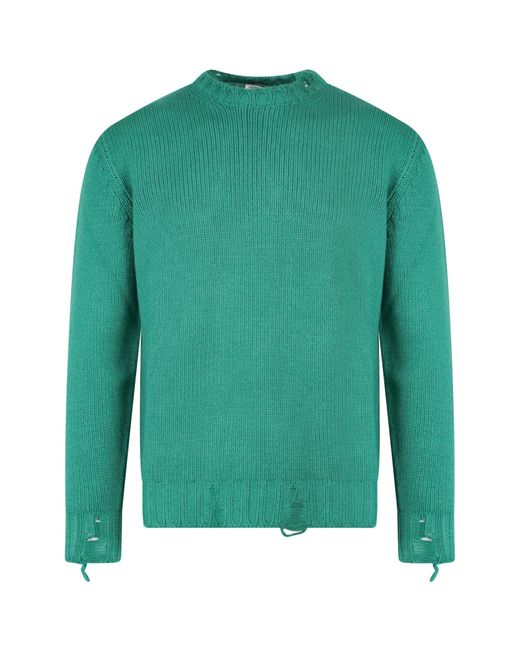 PT Torino Green Wool Sweater With Ripped Effect for men