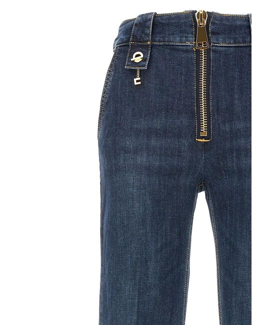 Maxi Zip Jeans Blu di Elisabetta Franchi in Blue