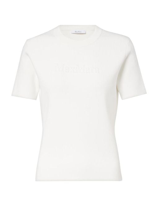 Max Mara White Adelio Crepe T-Shirt With Logo