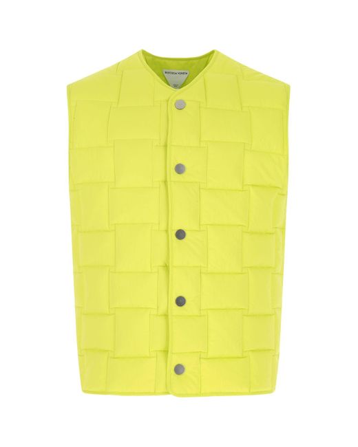 Bottega Veneta Yellow Fluo Nylon Padded Vest for men