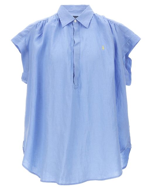 Logo Embroidery Blouse Camicie Celeste di Polo Ralph Lauren in Blue