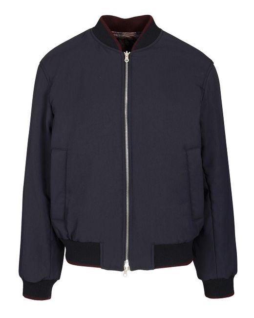 Dries Van Noten Blue Reversible Bomber Jacket With Bold Floral Print for men