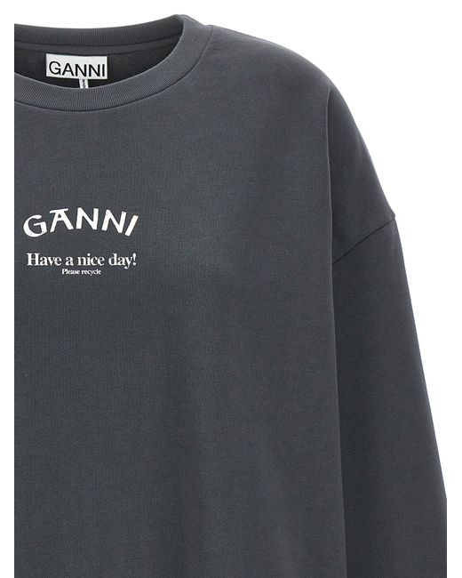 Ganni Gray Have A Nice Day! Sweatshirt