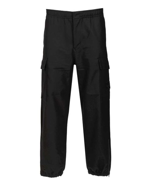 Stone Island Black Ghost In Wool And Nylon Flannel Trousers Blue for men