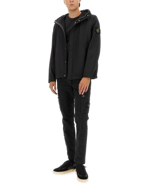 Short Soft Shell Parka-Uomo di Stone Island in Black da Uomo
