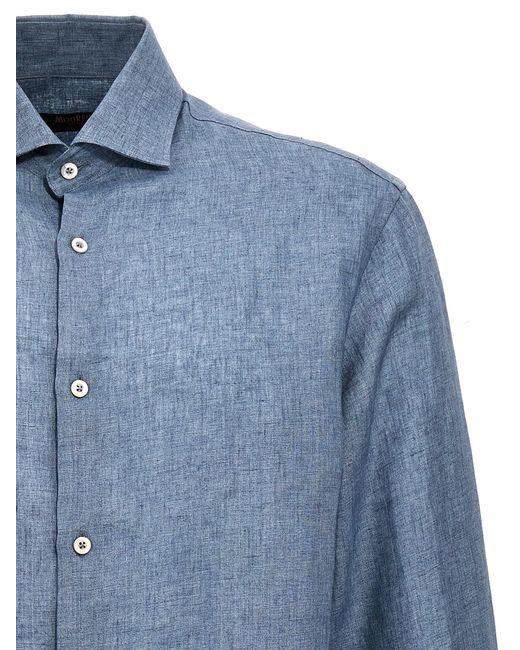 Moorer Blue Linen Shirt Shirt, Blouse for men