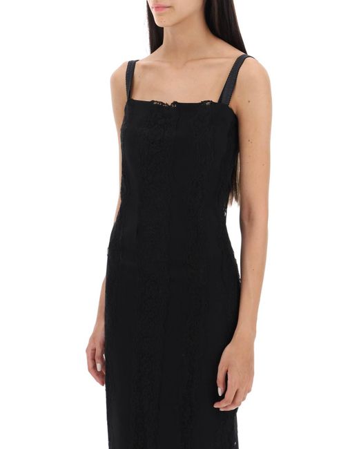 Dolce & Gabbana Black Jersey And Lace Maxi Dress