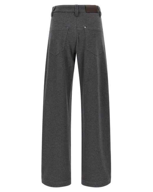 Brunello Cucinelli Gray Cotton Trousers Pants