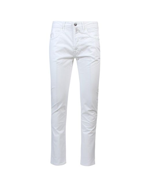Incotex White Stretch Cotton Trouser for men