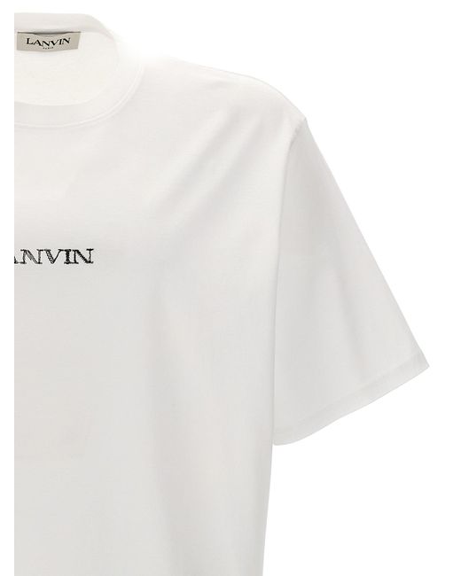 Logo Embroidery T Shirt Bianco di Lanvin in White