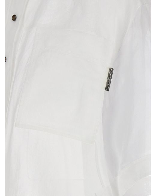 Semi-Transparent Shirt Camicie Bianco di Brunello Cucinelli in White