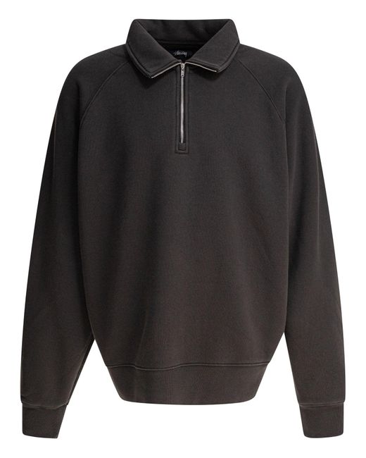 Fleece Raglan Zip Mock Sweatshirts Nero-Uomo di Stussy in Gray da Uomo
