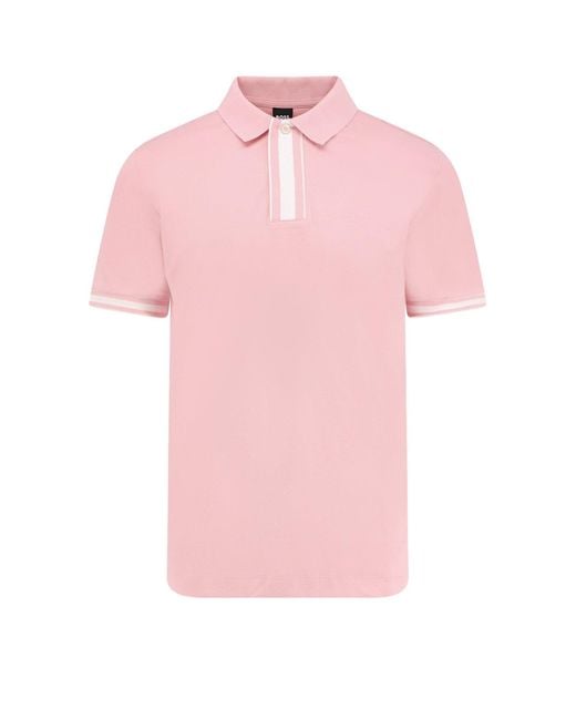 Boss Pink Cotton Polo Shirt for men