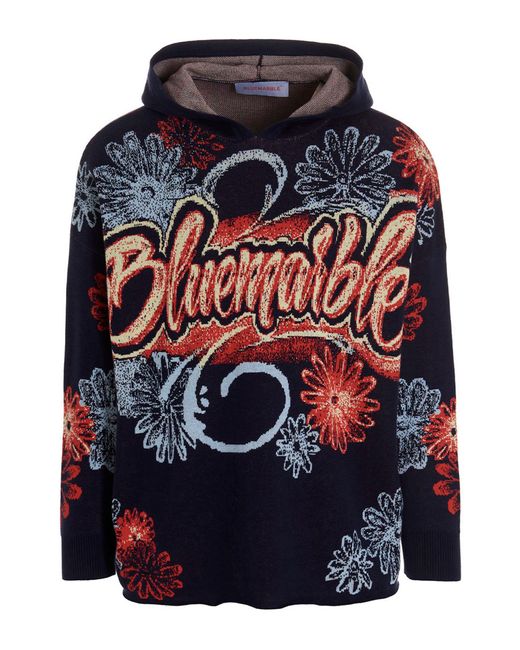 Bluemarble Blue 'knitted Jacquard' Hoodie for men
