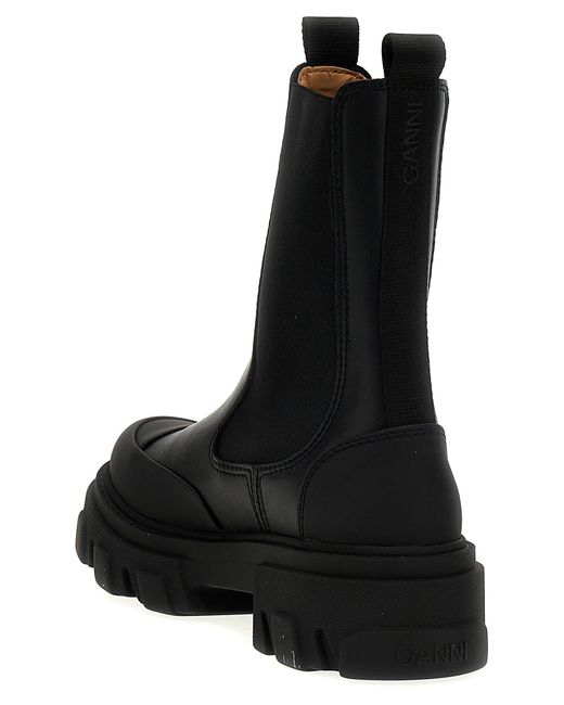Leather Ankle Boots Stivali E Stivaletti Nero di Ganni in Black