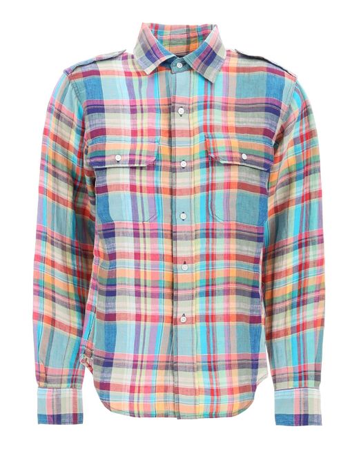 Polo Ralph Lauren Blue Madras Patterned Shirt With