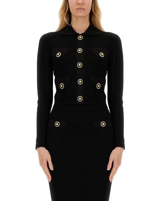 Balmain Black Lace Sweater With Collar