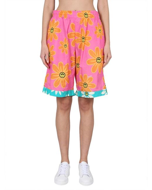 Barrow Pink Sunflower Print Bermuda Shorts