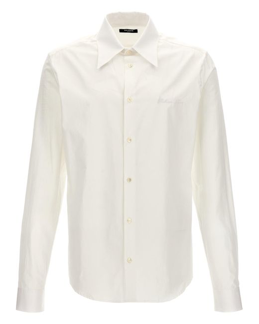 Logo Embroidery Shirt Camicie Bianco di Balmain in White da Uomo