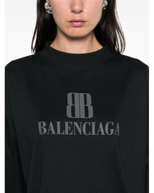 Balenciaga Black Cotton T-Shirt With Logo