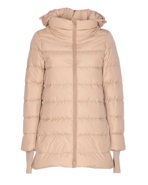 Herno Natural Hooded Zip-Up Padded Jacket