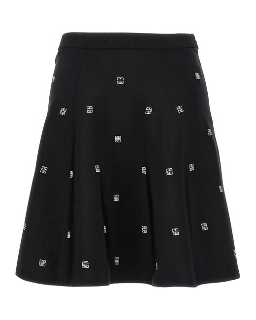 Givenchy Black All Over Logo Skirt