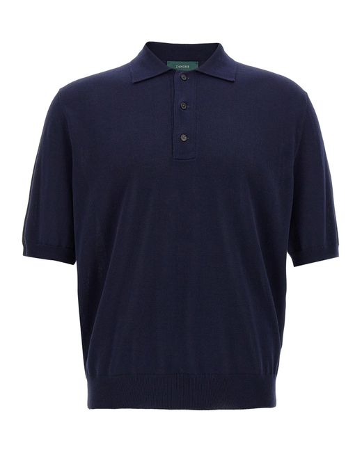 Zanone Blue Cotton Shirt Polo for men