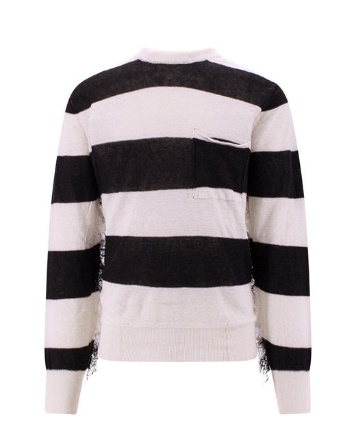 Amaranto Black Hemp Sweater With Fringed Details for men