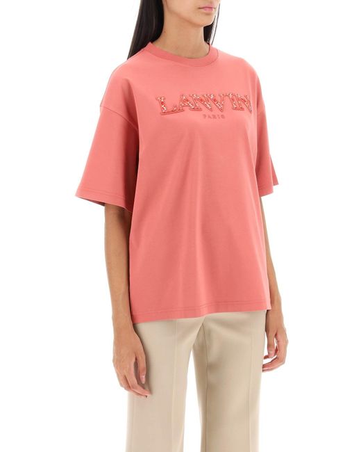 Lanvin Pink Curb Logo Oversized T Shirt