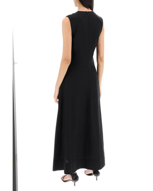 Totême  Black Toteme Maxi Flared Dress With V-Neckline