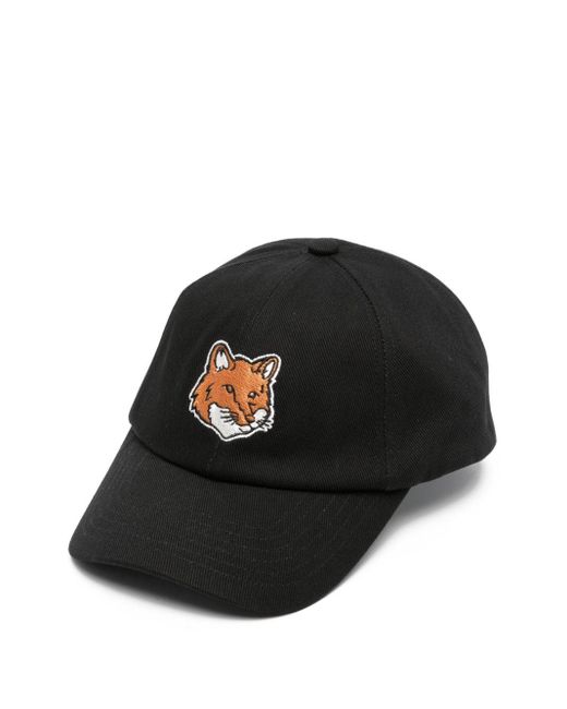 Maison Kitsuné Black Fox-Embroidered Baseball Cap