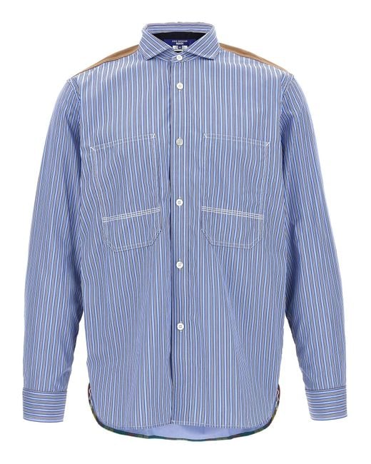 Junya Watanabe Blue Flannel Insert Shirt Shirt, Blouse for men