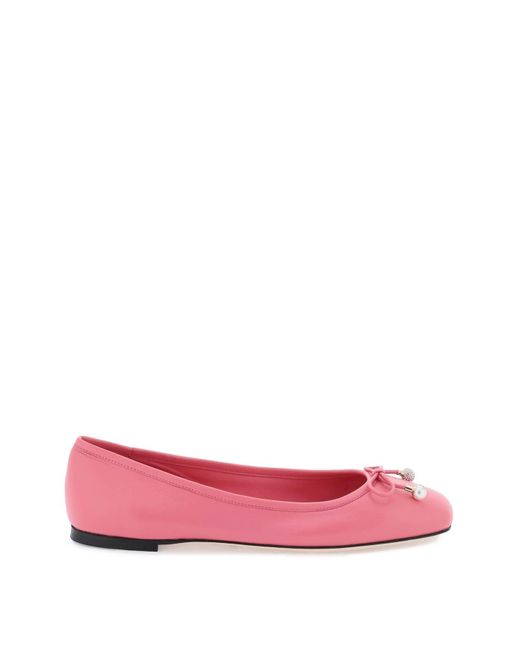 Jimmy Choo Pink Elme Leather Flat