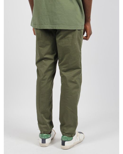 White Sand Green Stretch Cotton Trousers for men
