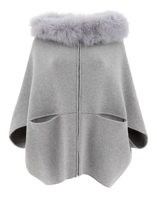 Giovi Gray Wool And Cashmere Poncho Coats