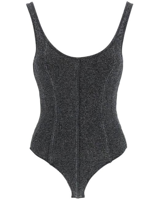 Agolde Black 'elna' Rib Knit Tank Bodysuit