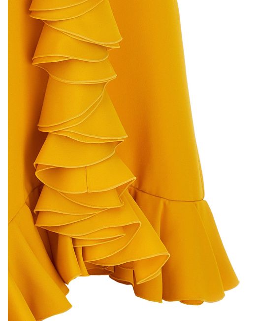 Giambattista Valli Yellow Flounced Cady Dress Dresses