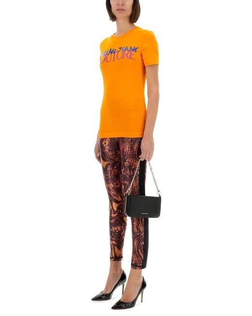 Versace Jeans Couture Orange Institutional Logo Tshirt