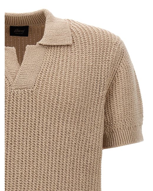 Knitted Shirt Polo Beige di Brioni in Natural da Uomo