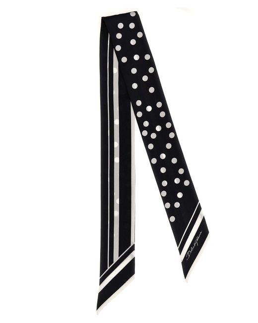 Bandeau Polka Dots Sciarpe Bianco/Nero di Dolce & Gabbana in Black