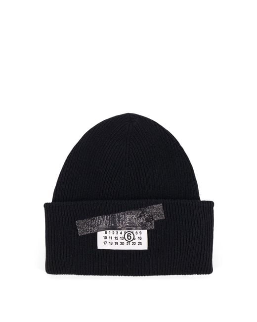 MM6 by Maison Martin Margiela Blue Wool Blend Beanie Hat for men