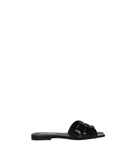 Saint Laurent Black Slippers And Clogs Marilyn Leather
