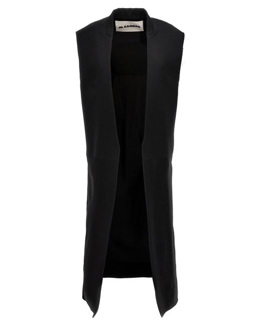 Jil Sander Black Two-material Long Vest Gilet