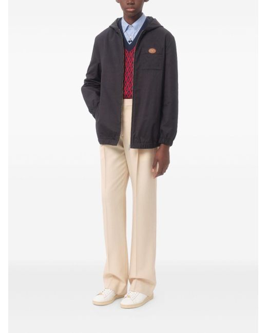 Valentino Blue V Logo Signature Caban Jacket for men