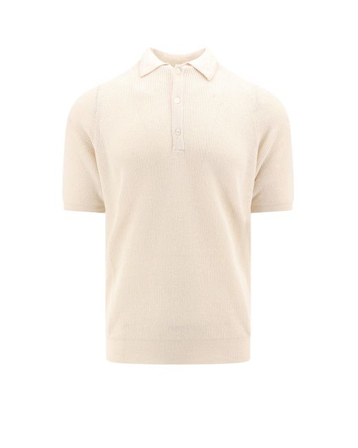 Laneus White Cotton Polo Shirt for men
