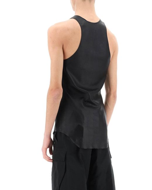 Rick Owens Stretch Leather Tank Top in Black for Men Lyst