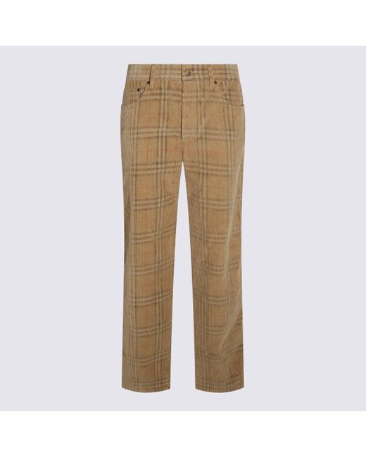 Trousers Sand Ip Check-Uomo di Burberry in Natural da Uomo