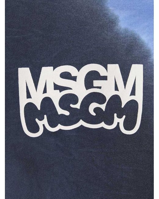 MSGM Blue Logo Print Tie Dye Sweatshirt By Burro Studio for men