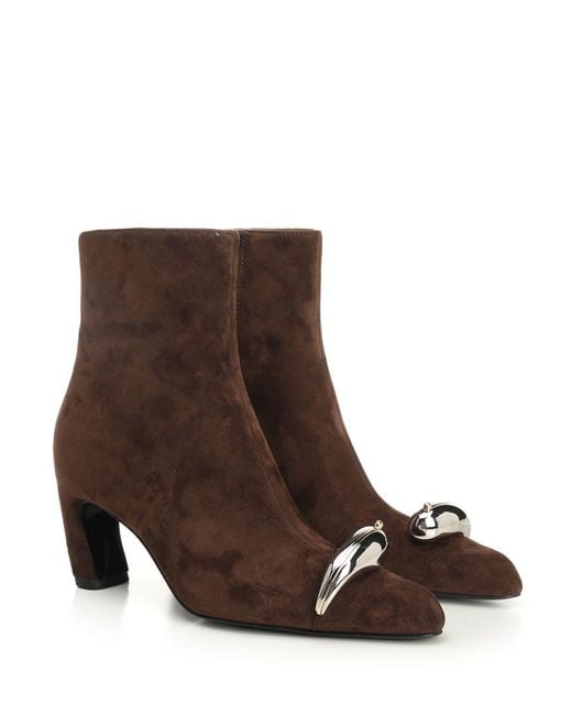 Tory Burch Pierced Xl 65 Suede Ankle Boots Brown